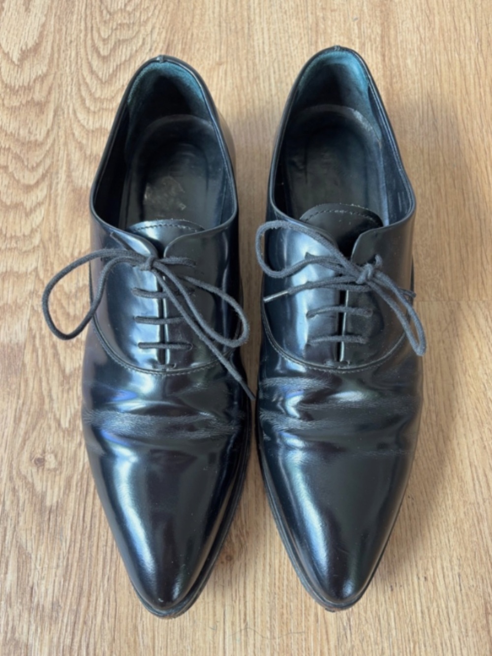 ★Jil Sander Patent Leather Lace-up Oxfords Black IT39.5★